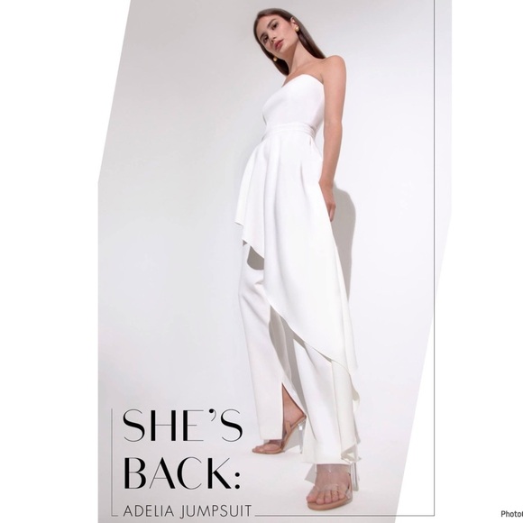 AQ/AQ Adelia White Jumpsuit Asymmetric Strapless Jumpsuit Size 8 - Picture 1 of 12
